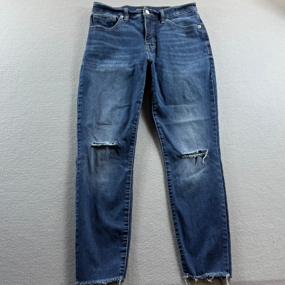 Lucky Brand Jeans Women 10/30 Blue Crop Distressed Raw Hem Ankle 29x26